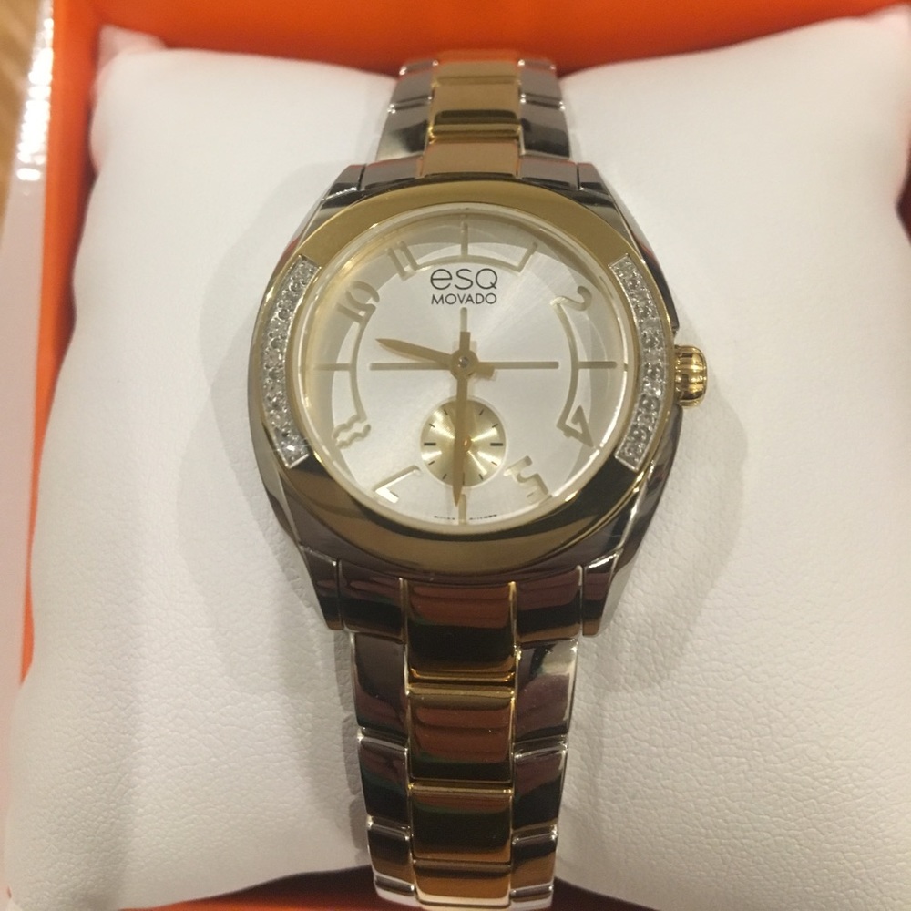 ESQ Movado Watch Womens- two tone with diamonds
